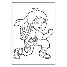Dibujo de Diego corriendo con su mochila para colorear