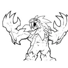Dibujo de Icelion rugiendo con las garras alzadas para colorear
