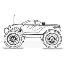 Dibujo de Monster truck con ruedas enormes para colorear