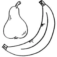 Dibujo de Pera y plátano para colorear