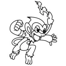 Dibujo de Chimchar en posición de combate para colorear