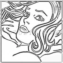 Dibujo de Rostro de mujer con cabello ondulante, primer plano para colorear