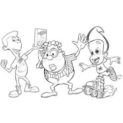 Dibujo de Jimmy Neutron con Sheen y Carl divirtiéndose para colorear