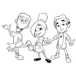 Dibujo de Jimmy Neutron y sus amigos posando juntos para colorear
