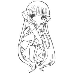 Dibujo de Kilari con cabello largo y vestido de volantes para colorear