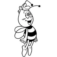 Dibujo de La Abeja Maya amigo volando feliz para colorear