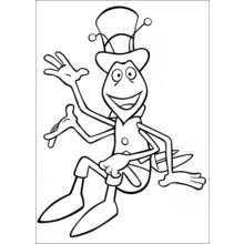 Dibujo de Personaje insecto saludando con sombrero de copa para colorear