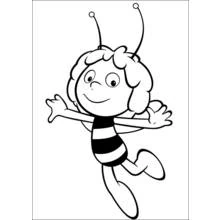 Dibujo de La Abeja Maya volando con los brazos abiertos para colorear