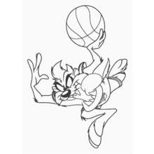 Dibujo de Taz jugando baloncesto para colorear