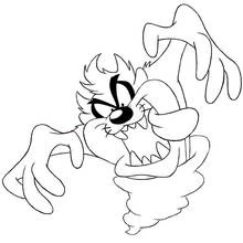 Dibujo de Taz girando con los brazos extendidos para colorear