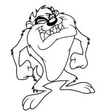 Dibujo de Taz de pie con los puños cerrados para colorear