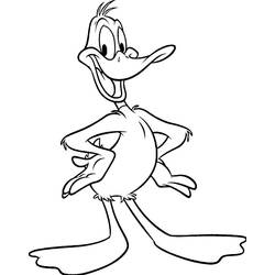 Dibujo de Lucas el pato de pie con manos en la cadera para colorear