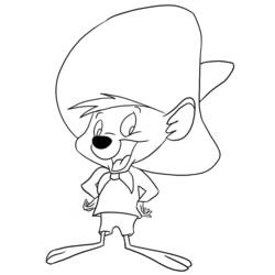 Dibujo de Speedy Gonzales sonriendo con las manos en la cintura para colorear
