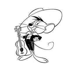 Dibujo de Speedy Gonzales con su guitarra para colorear