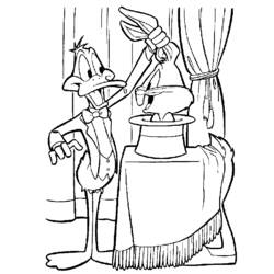 Dibujo de Daffy Duck haciendo un truco de magia para colorear