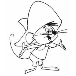 Dibujo de Speedy Gonzales saludando con una gran sonrisa para colorear