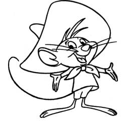 Dibujo de Speedy Gonzales sonriendo con su gran sombrero para colorear
