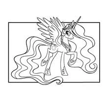 Dibujo de Princesa Celestia con alas y corona para colorear