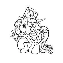 Dibujo de My Little Pony princesa con corona y capa para colorear