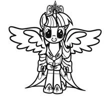 Dibujo de My Little Pony princesa con alas y capa para colorear