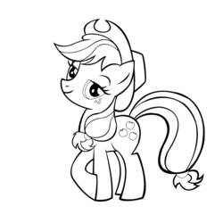 Dibujo de Applejack de pie con su melena y cola ondulantes para colorear