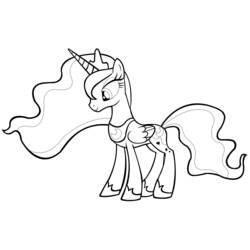 Dibujo de My Little Pony princesa alicornio en pose elegante para colorear