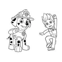 Dibujo de Marshall y Ryder juntos de pie para colorear