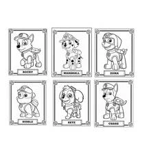 Dibujo de Paw Patrol tarjetas retrato de los cachorros para colorear