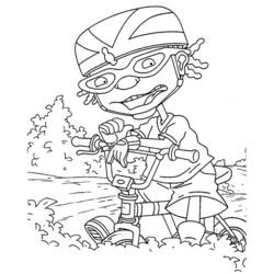 Dibujo de Rocket Power personaje en bicicleta BMX para colorear