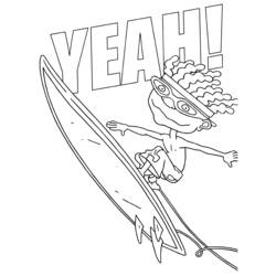 Dibujo de Rocket Power surfista en las olas para colorear