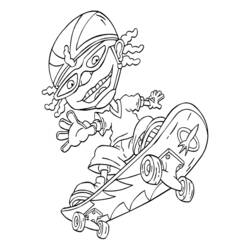 Dibujo de Rocket Power niño haciendo un truco de skateboard para colorear