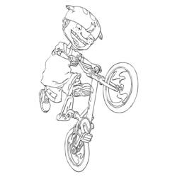 Dibujo de Rocket Power niño saltando en su bicicleta BMX para colorear