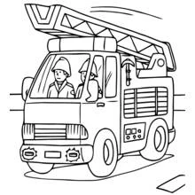 Dibujo de Sam el Bombero conduciendo el camión para colorear