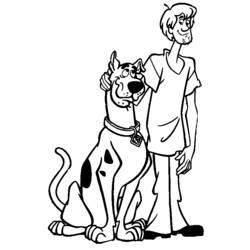 Dibujo de Scooby-Doo y Shaggy de pie juntos para colorear