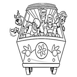Dibujo de Scooby Doo y la pandilla en la Máquina del Misterio para colorear