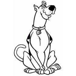 Dibujo de Scooby Doo sentado y sonriente para colorear