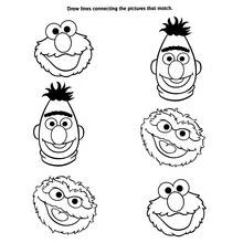 Dibujo de Elmo, Bert y Oscar para relacionar para colorear Dibujo de Elmo, Bert y Oscar para relacionar para colorear
