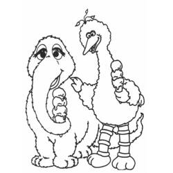Dibujo de Big Bird y Snuffleupagus comiendo helado para colorear Dibujo de Big Bird y Snuffleupagus comiendo helado para colorear