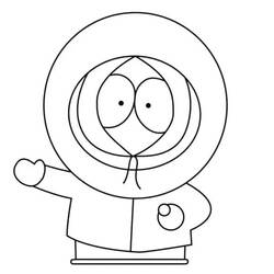 Dibujo de Kenny McCormick con capucha y mitón levantado para colorear