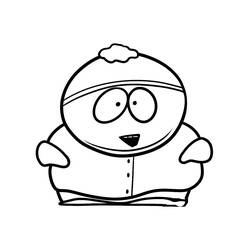 Dibujo de Cartman con su cara redonda y su gorro para colorear
