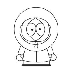 Dibujo de Kenny con su capucha bien ajustada para colorear