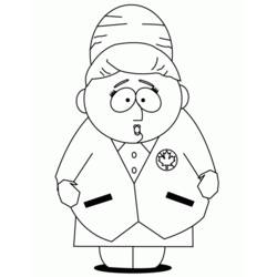 Dibujo de Sheila Broflovski de pie con expresión sorprendida para colorear