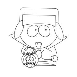 Dibujo de South Park personaje disfrazado de vampiro para Halloween para colorear