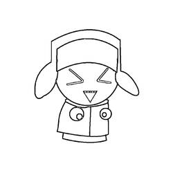Dibujo de Kyle con los ojos cerrados y su gorro para colorear