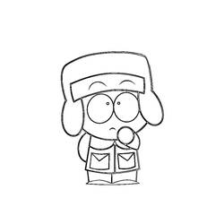 Dibujo de Personaje de South Park con gorro de orejeras para colorear
