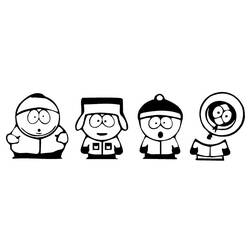 Dibujo de Cartman, Stan, Kyle y Kenny juntos para colorear