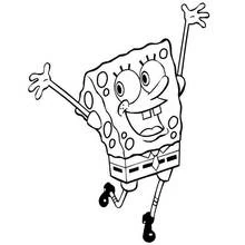 Dibujo de SpongeBob SquarePants saltando de alegría para colorear Dibujo de SpongeBob SquarePants saltando de alegría para colorear
