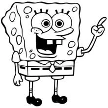 Dibujo de SpongeBob SquarePants levantando el dedo con una gran sonrisa para colorear