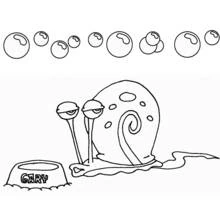 Dibujo de Gary el caracol junto a su plato de comida para colorear Dibujo de Gary el caracol junto a su plato de comida para colorear
