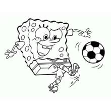 Dibujo de SpongeBob SquarePants jugando al fútbol para colorear Dibujo de SpongeBob SquarePants jugando al fútbol para colorear